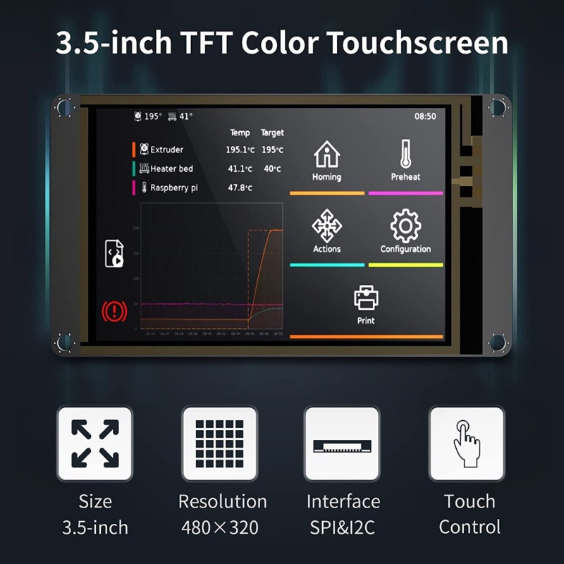 Zzz Upgraded TFT35 V2.1 TFT LCD Display Screen 320x480 Untuk Ender3Cr10 3D Printer Controller Aksesoris Layar LCD