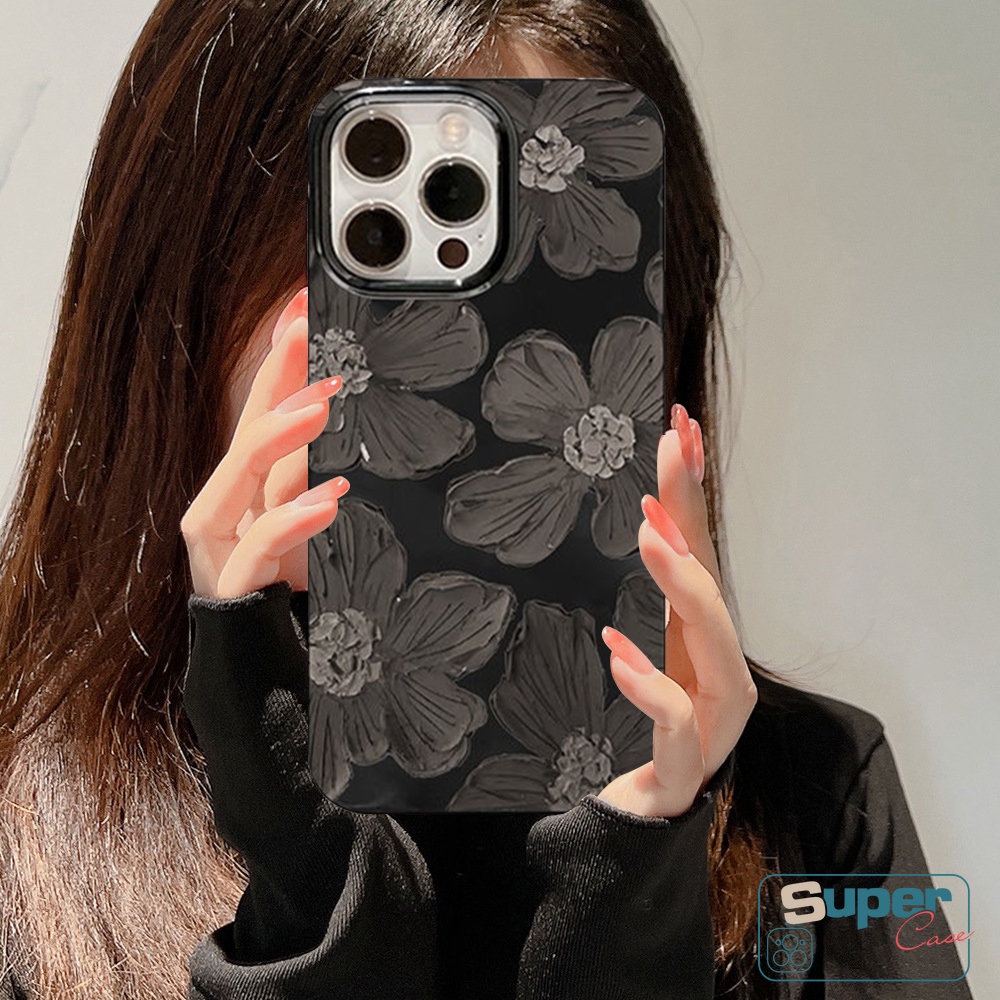 Glossy Soft Tpu Case Kompatibel Untuk IPhone 7Plus XR 11 7Plus 12 13 14 Pro Max 7 8 14 Plus X XS Max SE 2020 Retro Lukisan Minyak Bunga Halus Ponsel Penutup Belakang