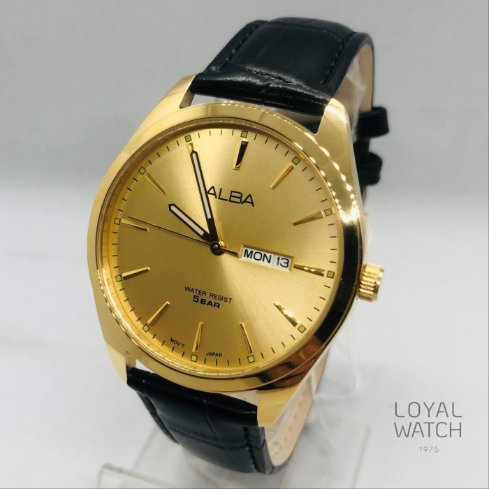 Jam Tangan Alba Pria AJ6196 Gold Hitam Original Garansi Resmi