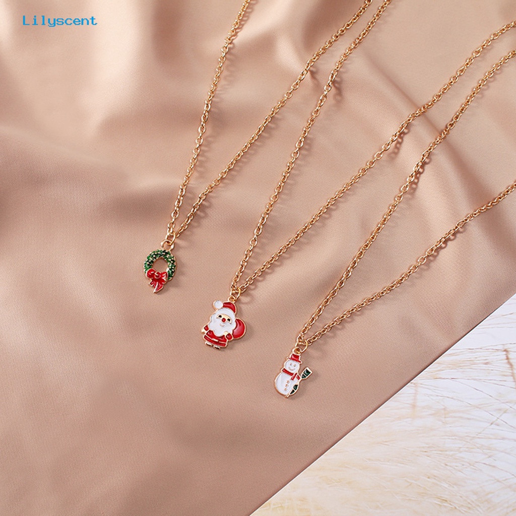 [LS] Kalung Wanita Hias All-match Glittery Halus Kalung Liontin Tema Natal Untuk Pakaian Sehari-Hari