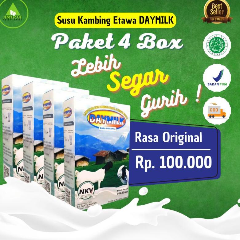 

Di⚡kon !! Paket 4 Box Daymilk Rasa Original - Susu Kambing Etawa Premium Bubuk - 200gr Halal BPOM