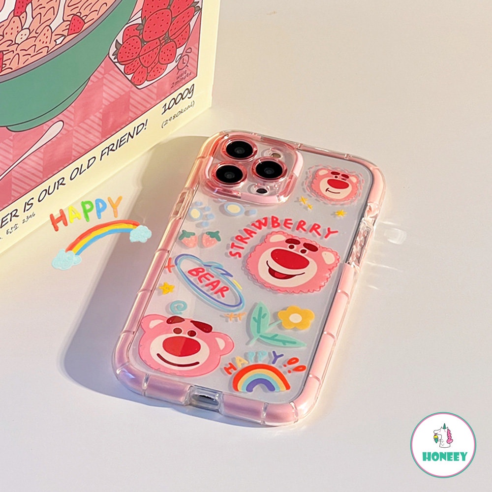 IPHONE Kartun Manyo Dinosaurus Strawberry Neon Luminous Phone Case Kompatibel Untuk Iphone14 13 12 11 Pro Max 14 Pro Max Shockproof Glow Lembut TPU Penutup Belakang