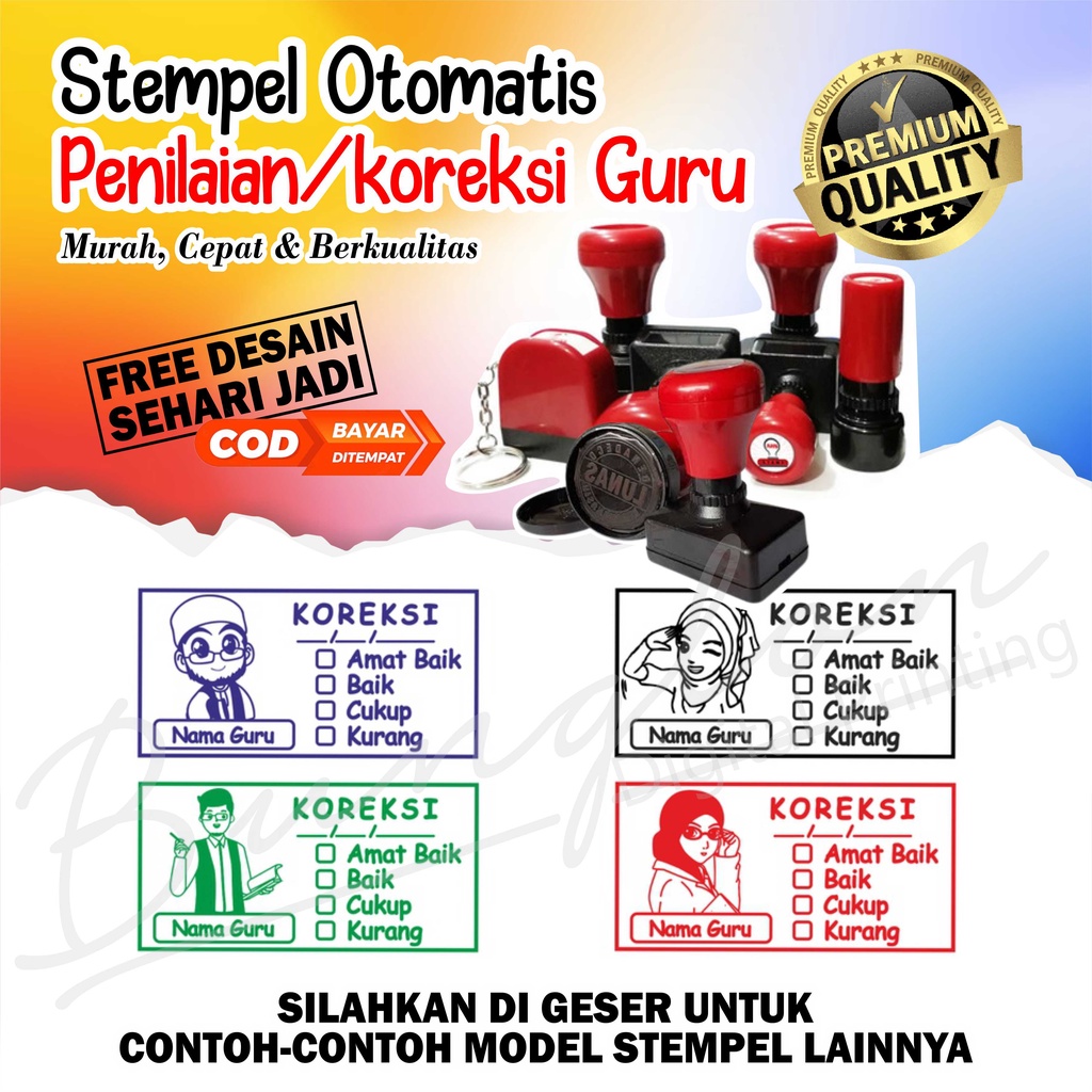

Stempel Otomatis Penilaian Guru, Koreksi Guru, Stempel Flash Custom