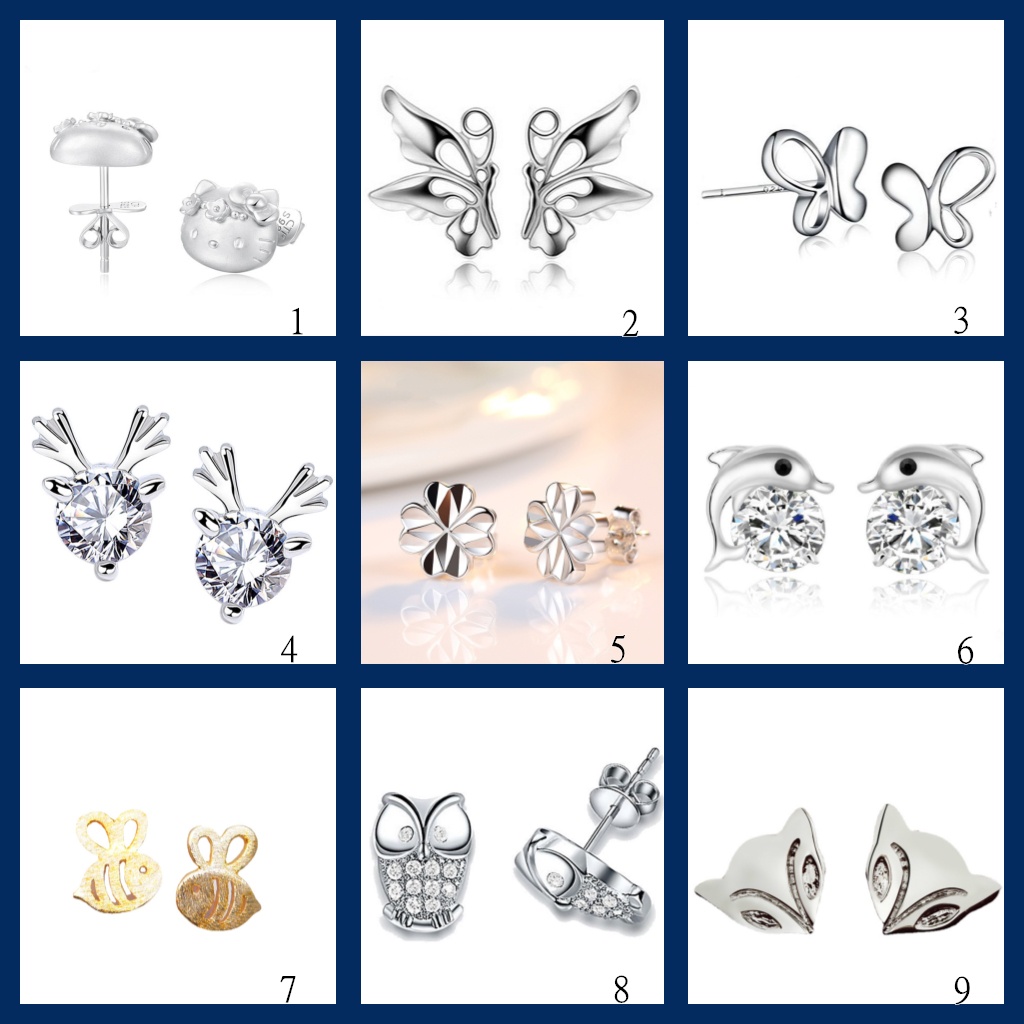 Goldkingdom Aksesoris Perhiasan Fashion Ready Stock Sterling Silver Anting Tusuk Gaya Lucu Minimalis Untuk Hadiah Wanita