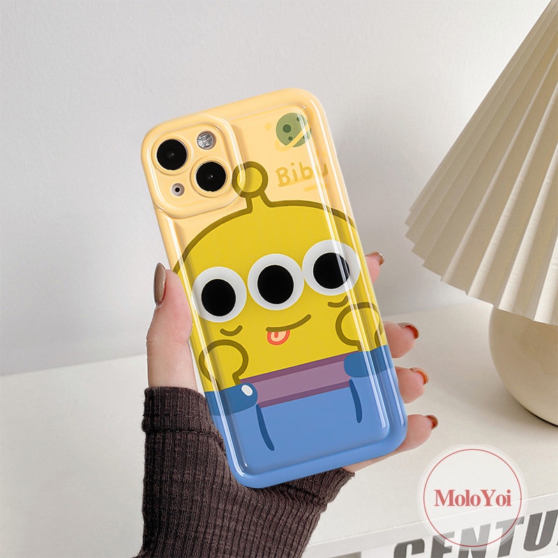 IPHONE Pasangan Imut Strawberry Bear Manyo Phone Case Kompatibel Untuk Iphone11 12 13 14 Pro MAX 7Plus XR 6 6S Plus 8Plus X XS MAX Kartun Alien Toy Story Shockproof Airbag Soft TPU Cover