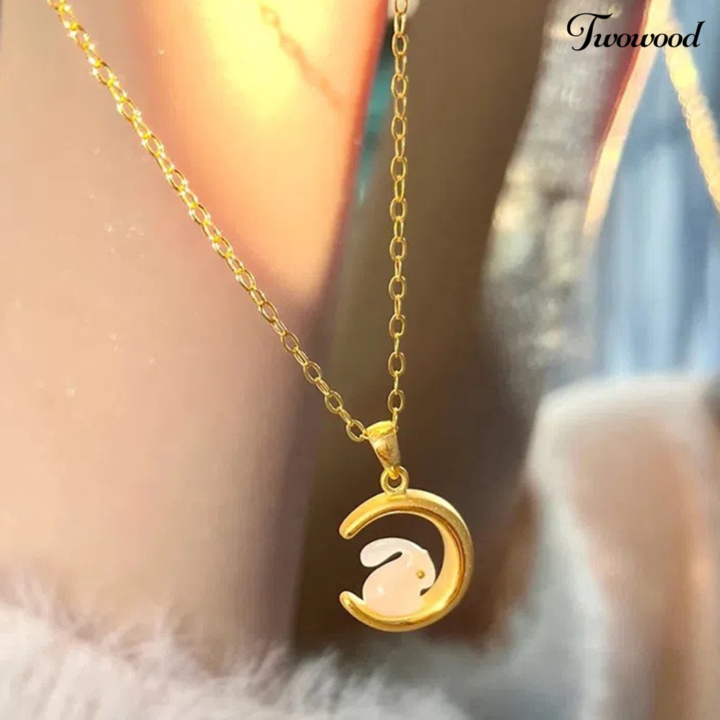 Twowood Wanita Kalung Gaya Cina Dainty Faux Jade Menguntungkan Awan Liontin Klavikula Kalung Perhiasan Aksesoris