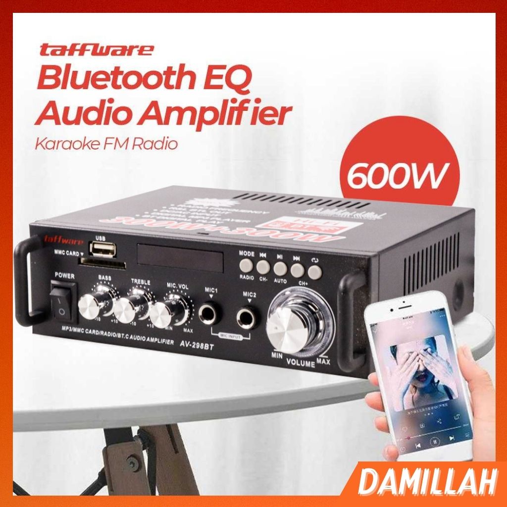 Bluetooth EQ Audio Amplifier Karaoke Home Theater FM Radio 600w BT-298A multi fungsi amplifier mic +