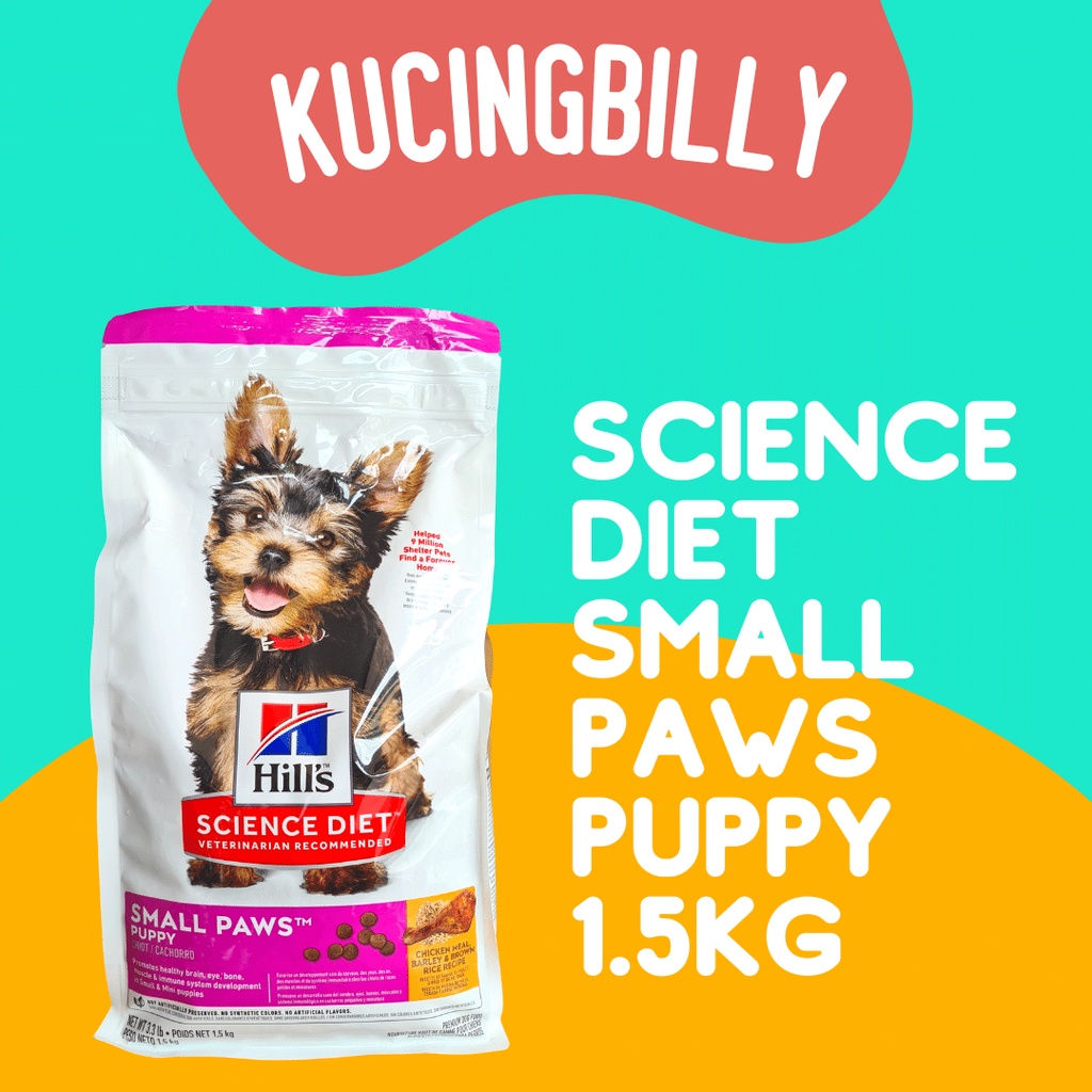 Science diet small paws puppy 1.5kg makanan anjing