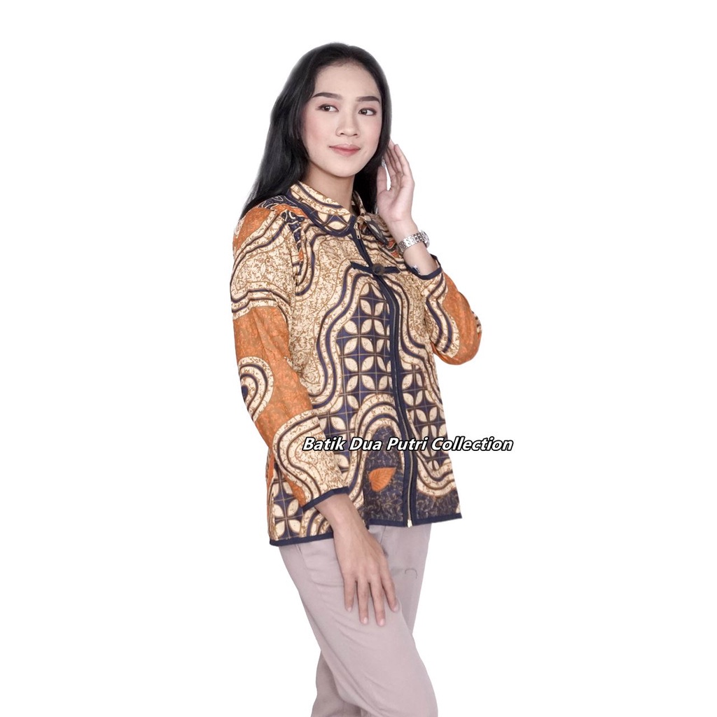 Atasan Batik Wanita Blouse Batik Resleting Depan Batik Dua Putri