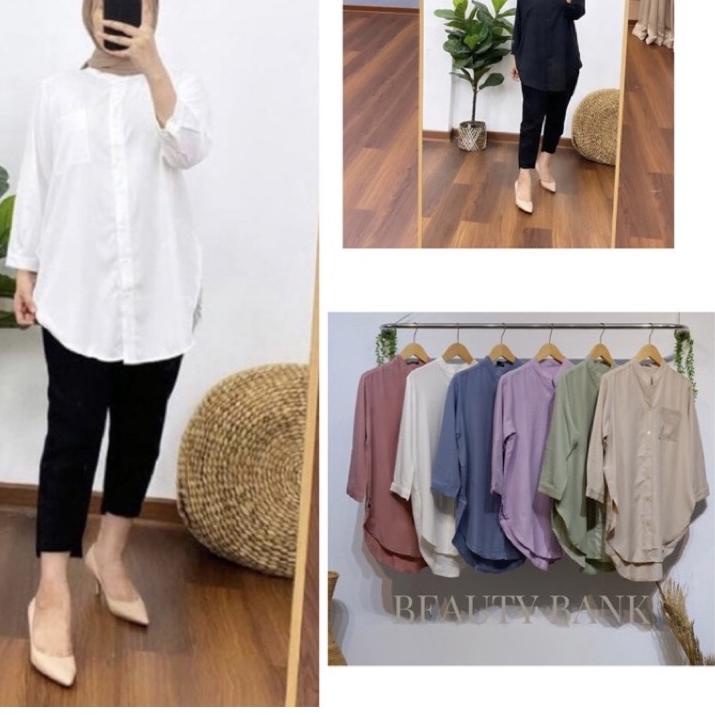 ➧ KEMEJA TUNIK POLOS JUMBO XXL LD 120 / Shakila Premium Import | Atasan MUSLIM REAL PICT ➺