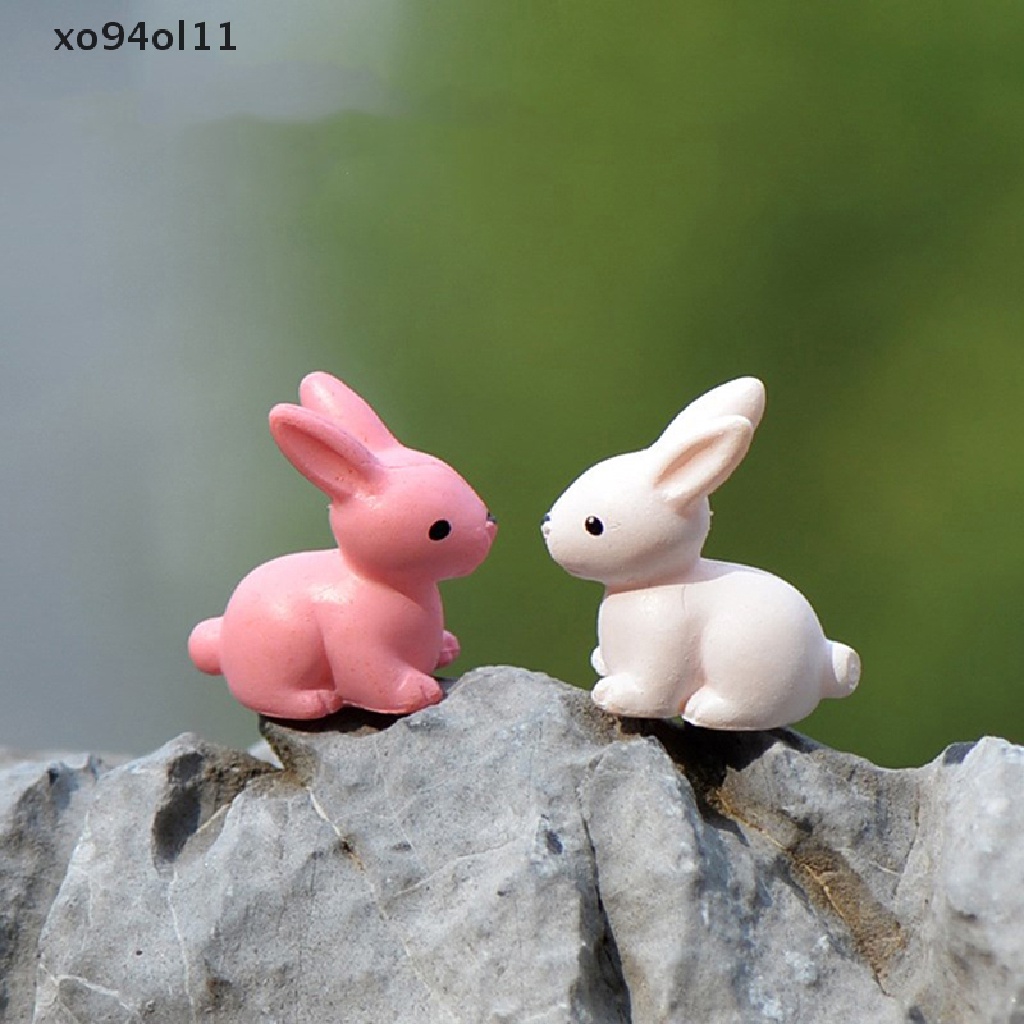 Xo 2Pcs Easter Rabbits Cute Bunny Ornamen Resin Peri Taman Dekorasi Hari Paskah OL