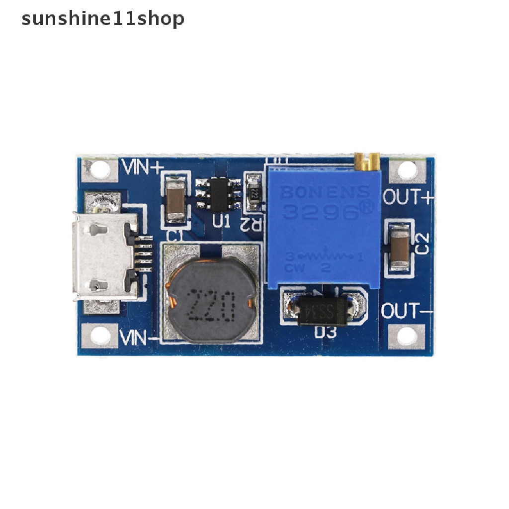 Sho DC-DC Adjustable Boost Module 2A Boost Plate Modul Step Up Dengan/Tanpa MICRO USB 2V-24V Ke 5V 9V 12V 28V N