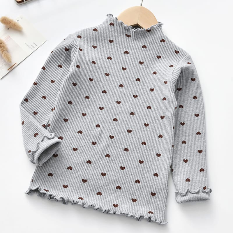 ZASKIYA - TURTLE NECK ANAK MOTIF LOV RIB / ATASAN TOP ANAK PEREMPUAN USIA 1-5 TAHUN