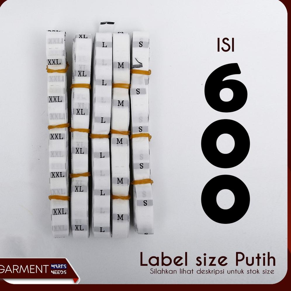 

J99 Size Label Baju Label Pakaian Woven Rajut Polyester Putih Isi 600 pcs PALING BAGUS ず