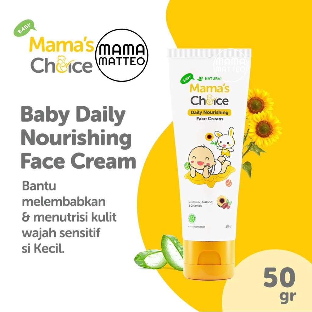 MAMA'S CHOICE Baby Daily Nourishing Face Cream 50gr / Mamas Choice Krim Wajah Bayi Kulit Muka / BANDUNG