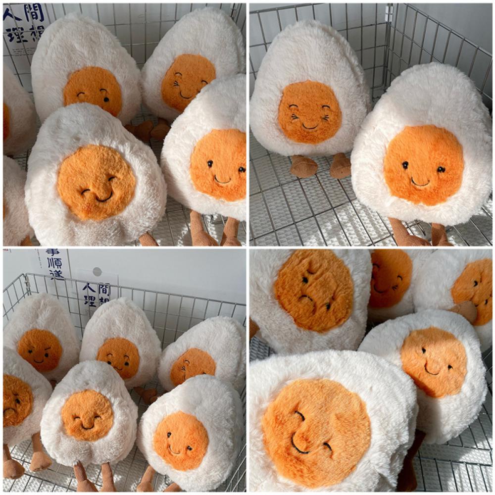 Timekey 20 cm Fluffy Super Lembut Telur Rebus Mainan Mewah Plushies Boneka Emosi Berbeda Telur Boneka Bantal Bayi Menenangkan Mainan Dekorasi Rumah H4Y7