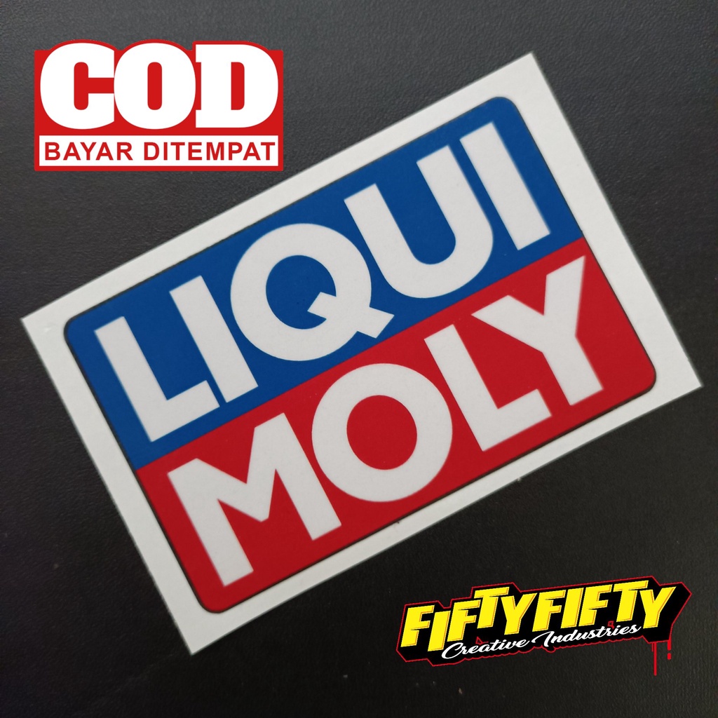 Stiker Print Cut LIQUI MOLY Stiker Printing Laminasi Glossy Stiker Motor Mobil Helm Sudah Membentuk Pola Desain