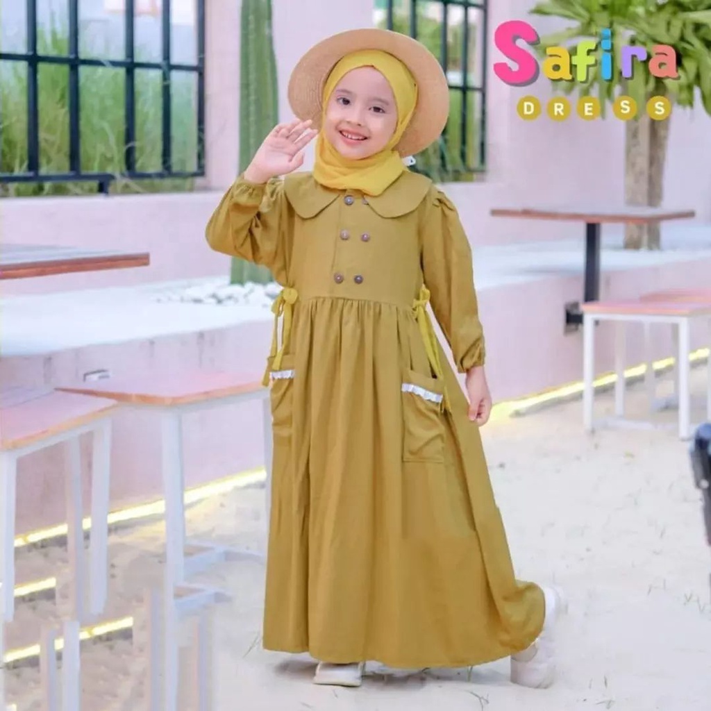 SAFIRA KIDS BAHAN CRINKLE AIRFLOW LD 84 CM PB 100 CM MOTIF POLOS BISA UNTUK USIA 5 - 8 TAHUN BAJU DRESS ANAK PREMPUAN BAJU ANAK LEBARAN ANAK PREMPUAN 2023 BAJU GAMIS ANAK SIMPLE