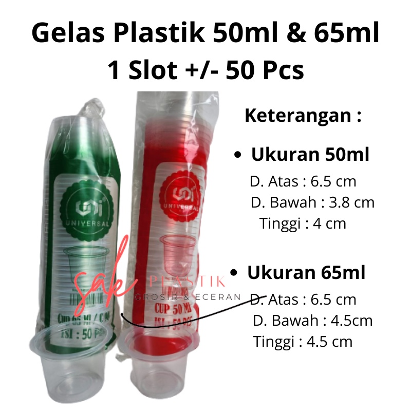 Gelas Plastik 50ml 65ml l Cup Puding Jelly Agar Ice Cream 50 ml 65ml Isi 50 Pcs