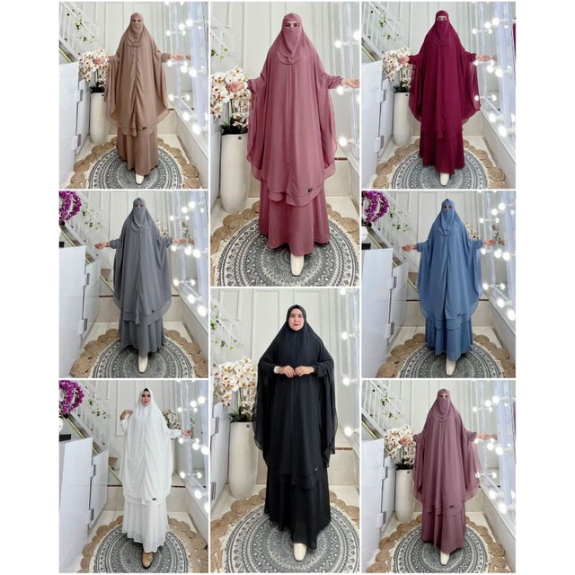 WASIMA SYARI ORI BY AJE ZAS COLLECTION GAMIS POLOS SET KHIMAR JUMBO GAMIS BUSUI CADAR