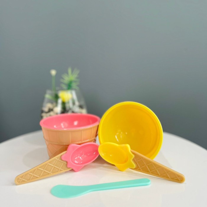 Spatula Set Ice Cream Colorfull Lucu Import AERA Mangkok Masker