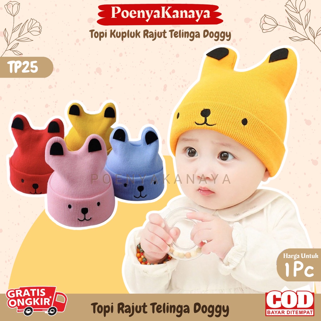 Topi Kupluk Bayi Rajut TELINGA DOGGY Topi Rajut Lucu TP25