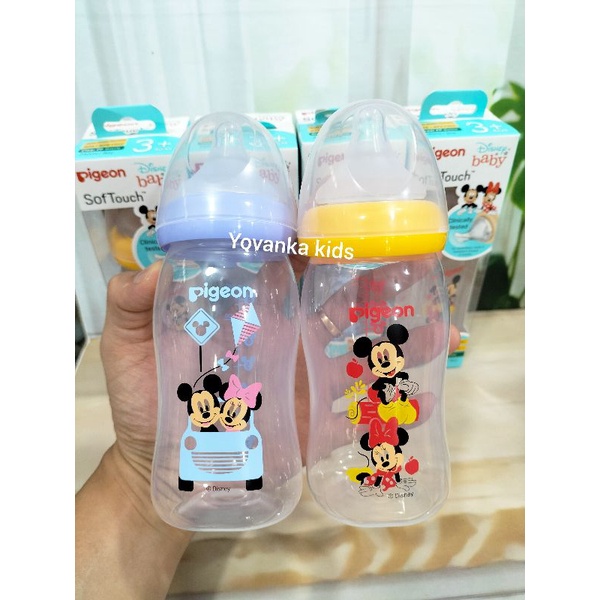 Botol Pigeon ORI Disney Baby SoftTouch  System Wide Neck BPA Free 240Ml/160Ml