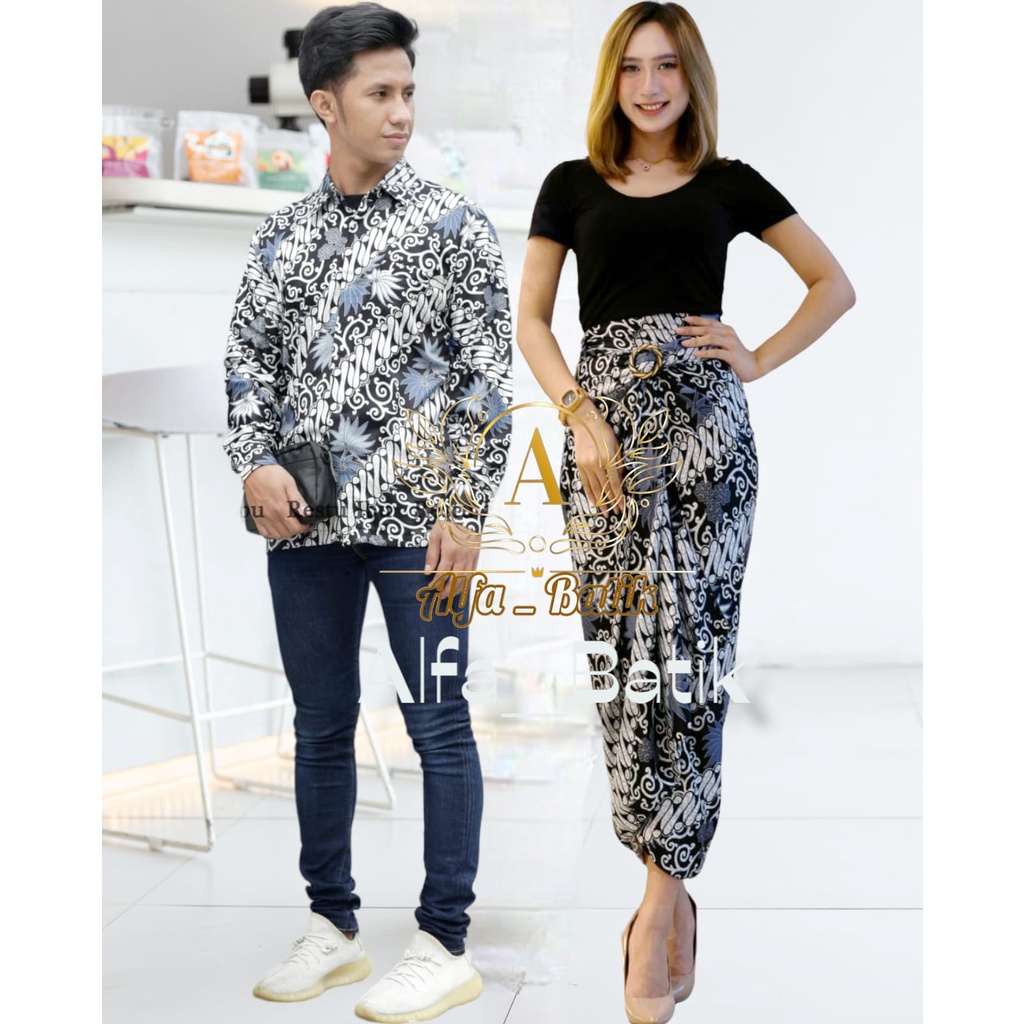 ROK LILIT BATIK COUPLE / BAJU BATIK COUPLE / KAIN LILIT PREMIUM / BATIK SET / BATIK COUPLE / BATIK LENGAN PANJANG /COUPLE BATIK FOIL/SET BATIK KONDANGAN