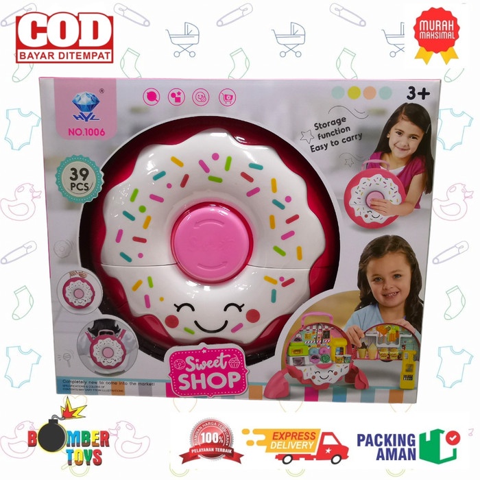 MAINAN ANAK PEREMPUAN SWEET SHOP DONAT BAG KADO MAKE UP LUCU TERBAIK BACKPACK TAS DOUNAT SHOPPING