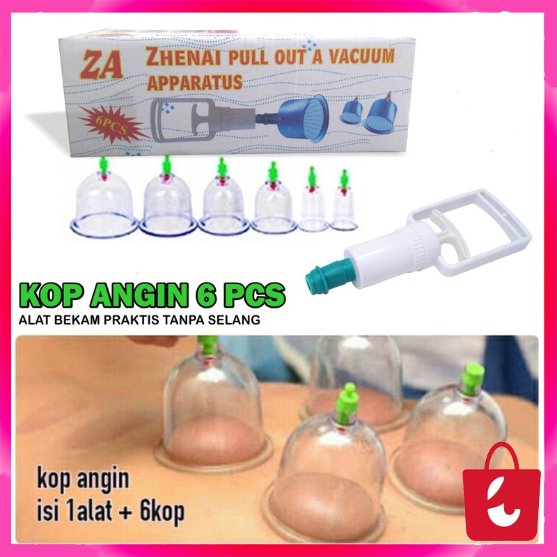 Kop Angin Bekam Alat Bekam Lengkap Kongsui Isi 6 Tabung - Alat Cop Masuk Angin Cupping Therapy Kit / Mengobati Masuk Angin