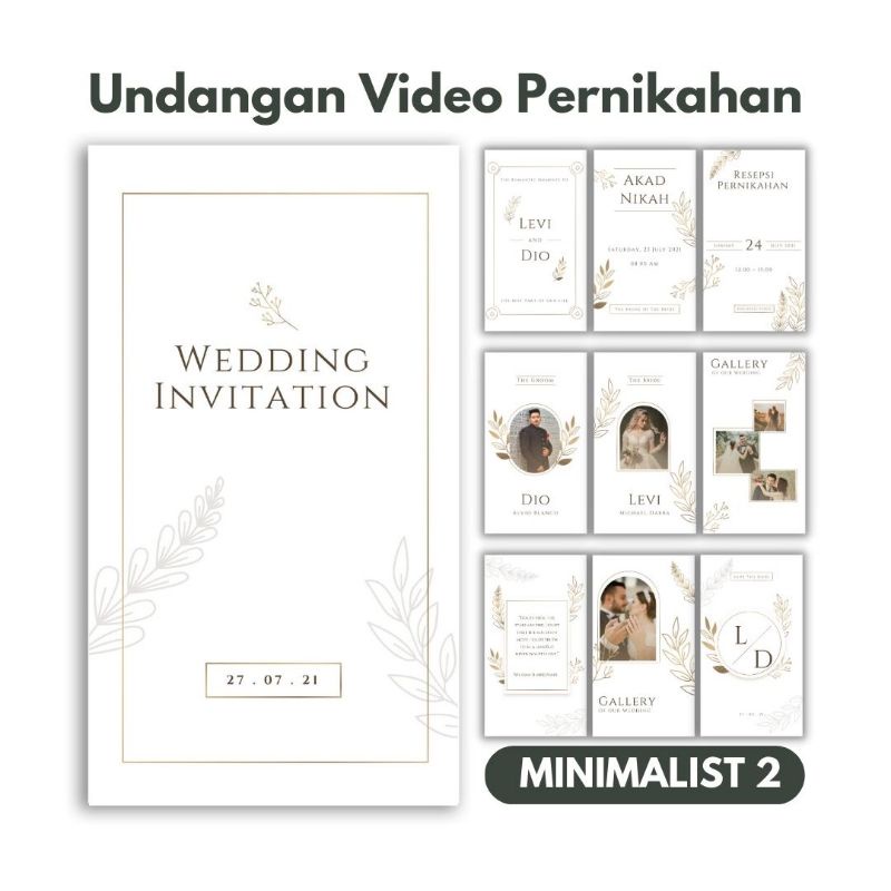 Undangan video | undangan digital | undangan pernikahan tema minimalist murah dan cepat pakai foto d