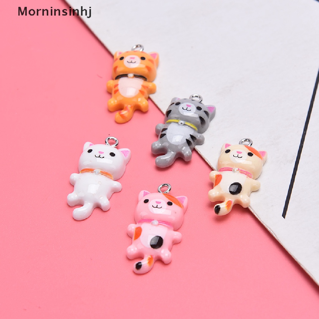 Mornin 10Pcs Resin Kucing Hewan Lucu Ch Liontin DIY Membuat Anting Perhiasan Craft id