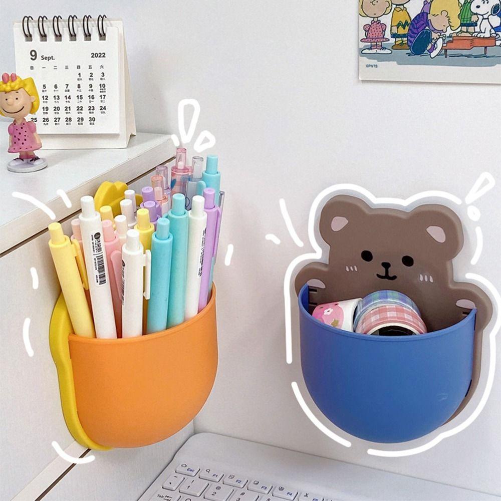 MXBEAUTY Tempel Dinding Pen Pensil Holder Self-adhesive Rumah Kantor Siswa Alat Tulis Serba Serbi Desktop Organizer