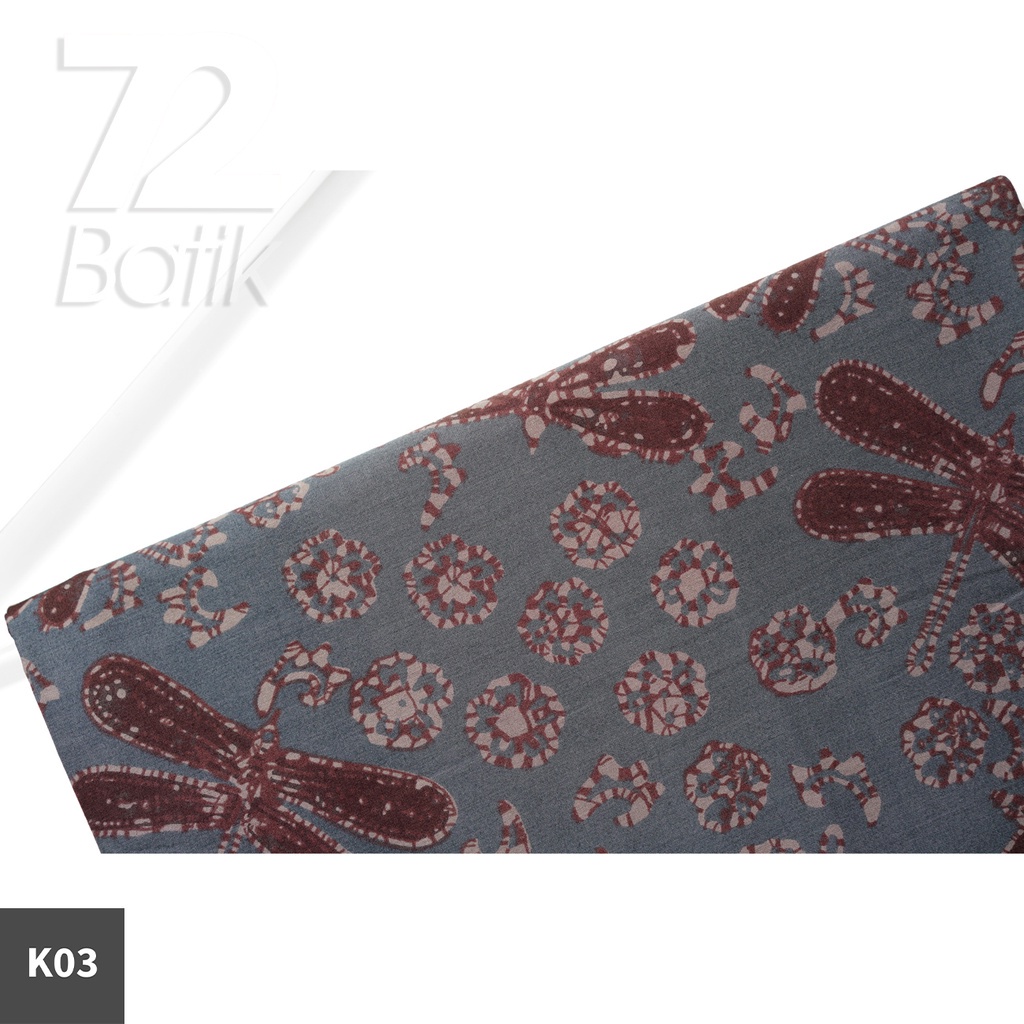 KAIN BATIK PREMIUM Bahan Katun Motif Capung Warna Abu Grey Gray 726439 Cap 72 Jarik Jarit Samping Kebat Panjang Batik Katun Modern Premium Bahan Seragam Batik Pernikahan Kantor Keluarga Murah Kamen Jadi Batik Bali Lembaran