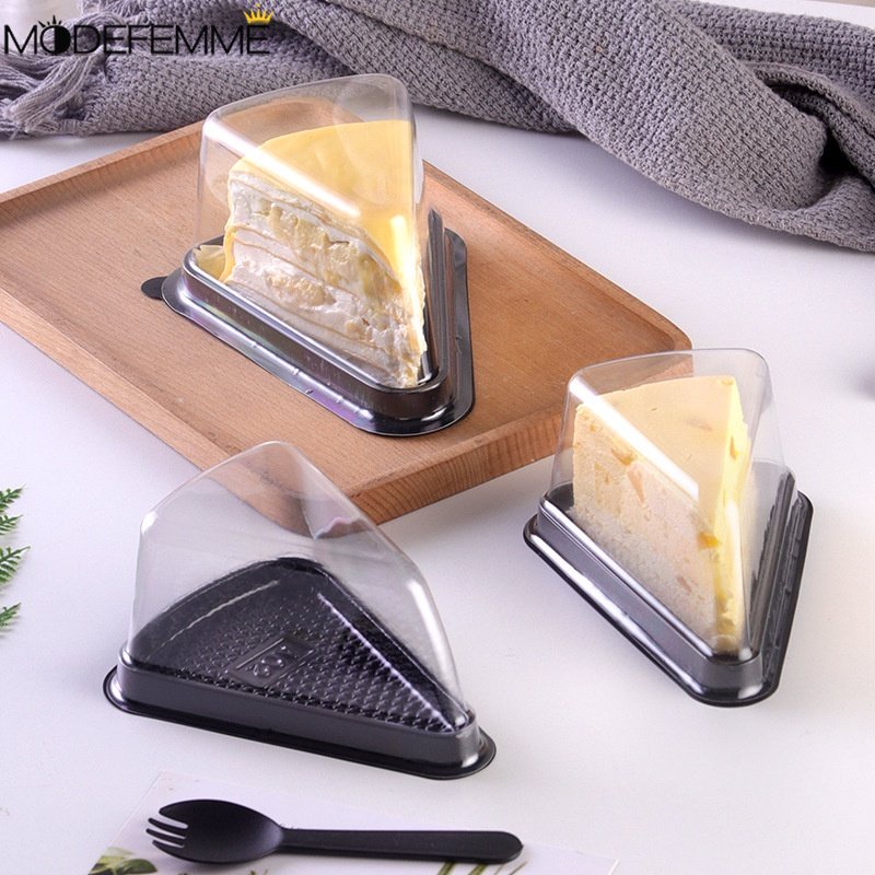 Kotak Kue Segitiga Bening 8inci Perlengkapan Penyimpanan Makanan Bakery Rumahan Portable Dessert Packing Box Sealed Cheese Bread Container