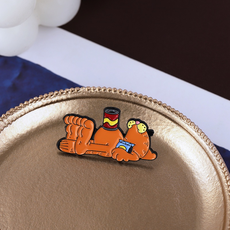 Kartun Animasi Garfield Bros Baju Topi Pin Lencana Ornamen Hadiah Untuk Teman