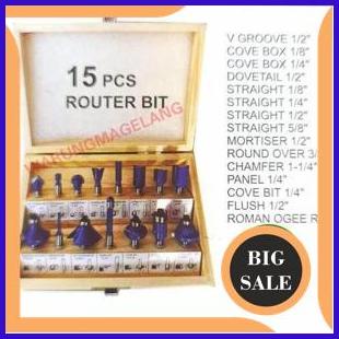 limited stock Mata Profil Set 15pcs ast byb bull Wood Router Bits Set TCT Box Kayu 1F3B23