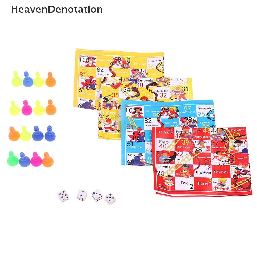 [HeavenDenotation] 2set Tangga Ular Edukasi Mainan Anak Portable Desktop Checkers Catur HDV