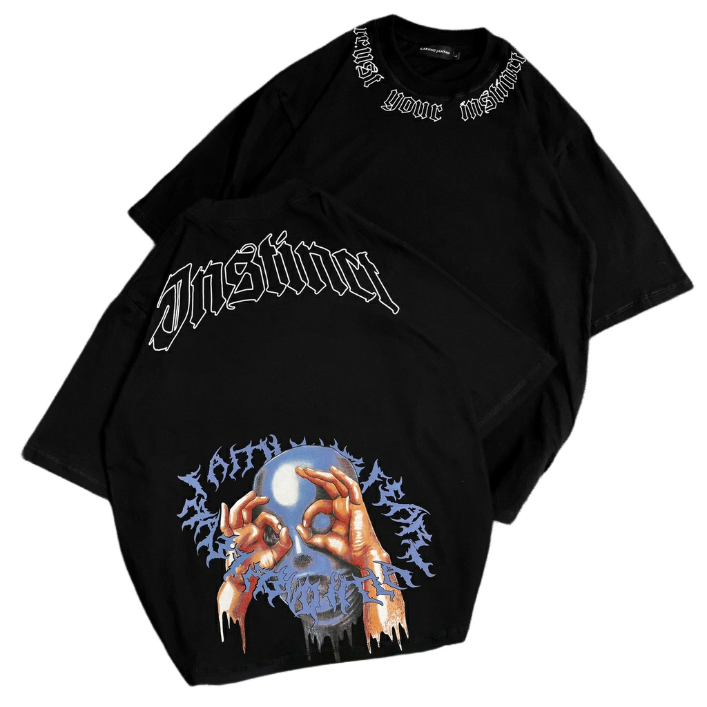 {oversize}BAJU KAOS OVERSIZE / Distro Cotton Combed  T-SHIRT Motif &quot;bertopeng&quot;