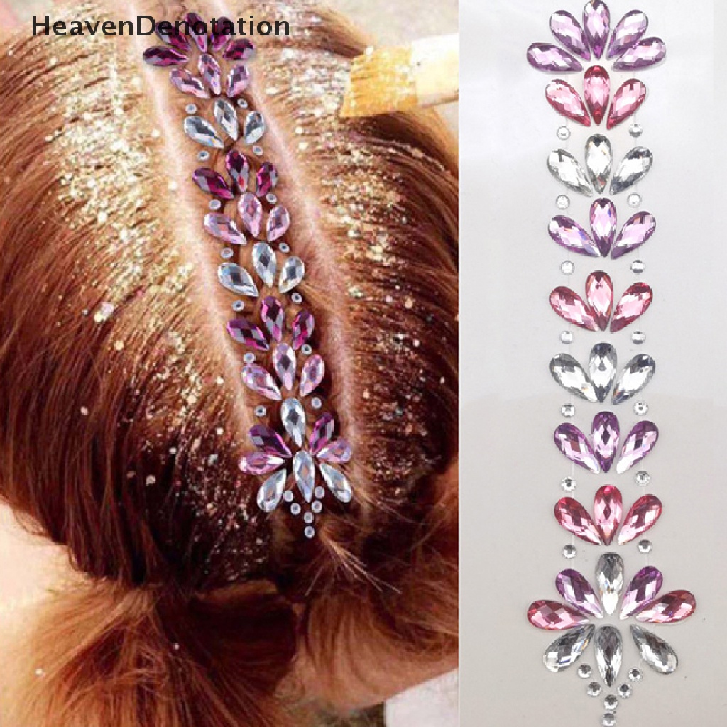 [HeavenDenotation] 3d Crystal Voorhoofd Hoofddeksel Stiker Haar Juwelen Shiny Tijdelijke Tato HDV