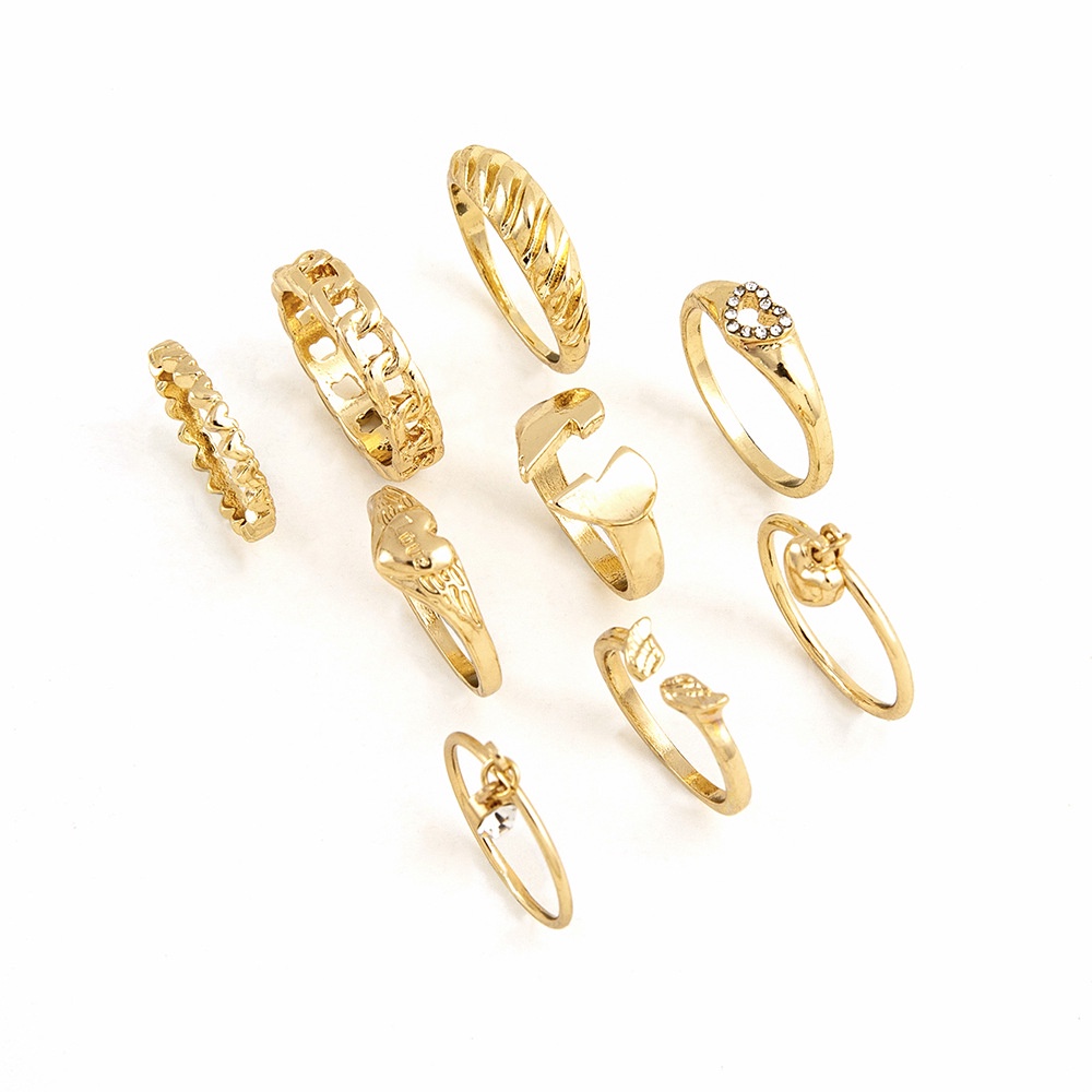 Temperamen Kreatif Cincin Set Ins Cinta Yang Sama Berlian Sayap Cincin Vintage Cincin Set Grosir