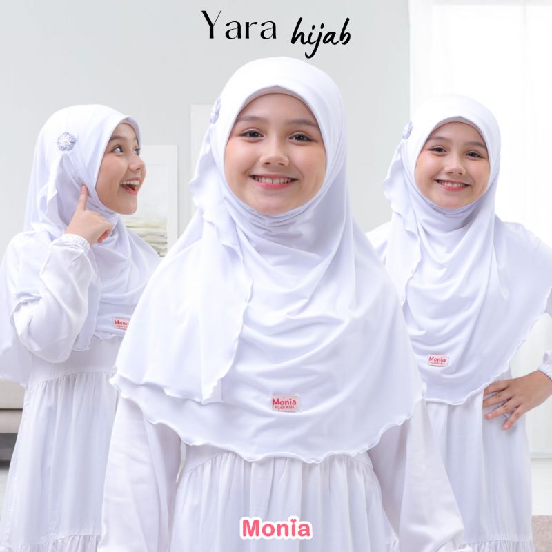 Yara Hijab by  Monia Hijab Kids White size MLXL | jilbab anak sekolah terlaris