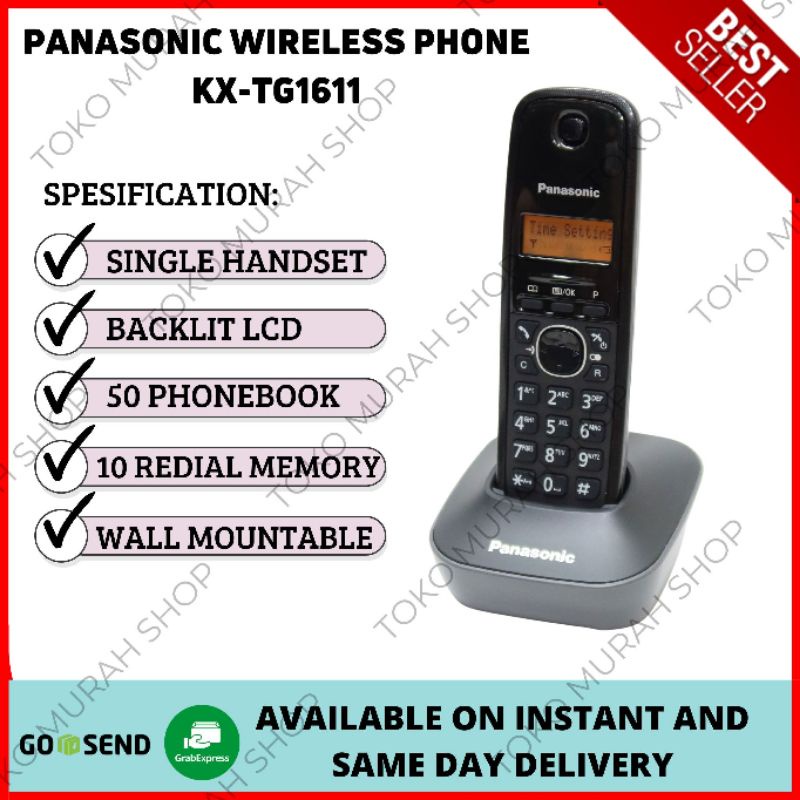 Jual Telephone Wireless Panasonic KX-TG1611Hitam | Shopee Indonesia