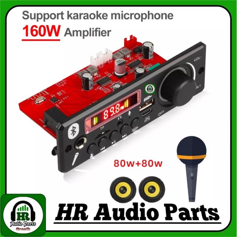 Mp3 Bluetooth 5.0 + Amplifier 2x 80W Karaoke Mic 160W Potensio ON/OFF