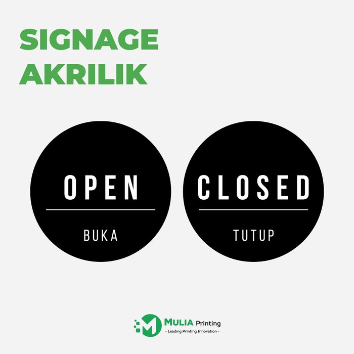 

Open Closed Bulat Sign Board Label Tempel Akrilik Print Papan Nama