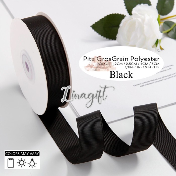 

AIM24- PITA KADO GROSGRAIN POLOS 1 INCH 2.5 CM PITA GROSSGRAIN - Rol - BLACK