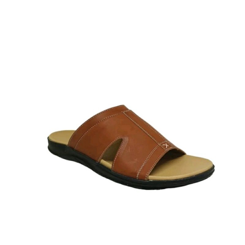 Sandal Kulit Pria 38-44 Sendal Slop Bapak2 Anti Slip JUMBO Sendal Lebaran Kekinian Terbaru Super Empuk Tane, 42