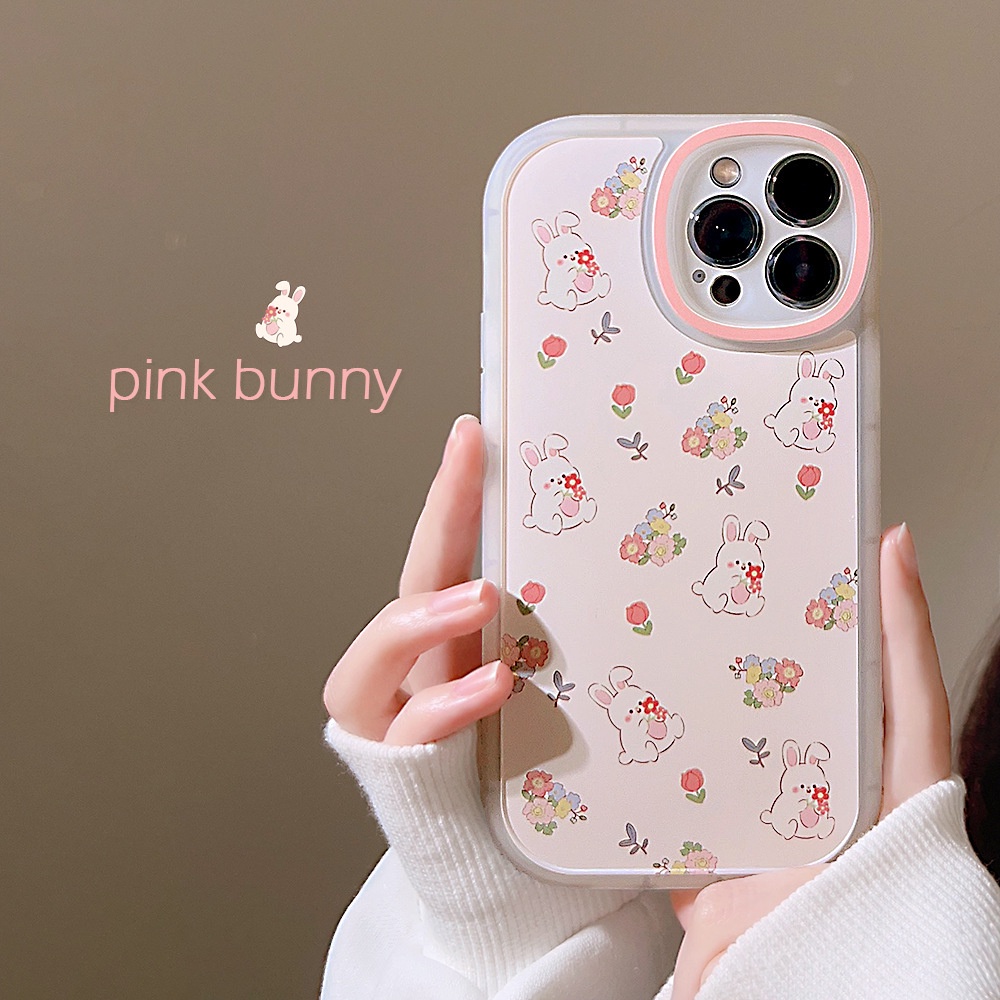 Casing Silikon Kartun Kelinci Bunga Lucu Untuk Iphone SE 2020 7 /8 Plus 14x XR XM 11 12 MINI 13 PRO MAX Casing Cover Pelindung AT0044