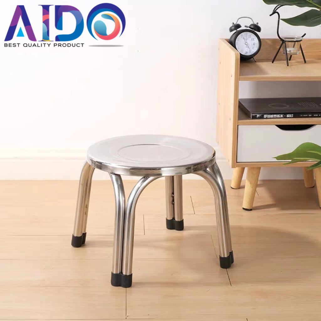 Kursi Bulat Stainless Steel Kursi Bakso Warung Kursi Anti Karat Kuat Round Stainless Steel Chair 25cm - 47cm Aido