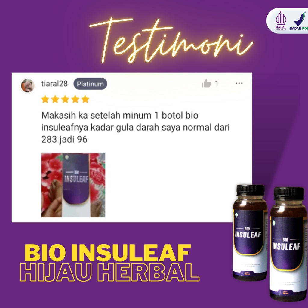 Bio Insuleaf - Solusi Kencing Manis Gula Darah Tinggi Diabetes Melitus Cegah Gagal Ginjal Kurangi kadar Glukosa Atasi Kolesterol Kerusakan Jantung Hati Ekstak Mengkudu Brotowali  Mahkota Dewa Kunyit Obat Jamu Tropicana Omepross Fishqua Kacamata